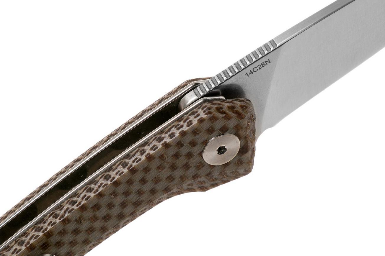 QSP Knife Leopard QS135-D Brown Texture Micarta, Satin, zakmes