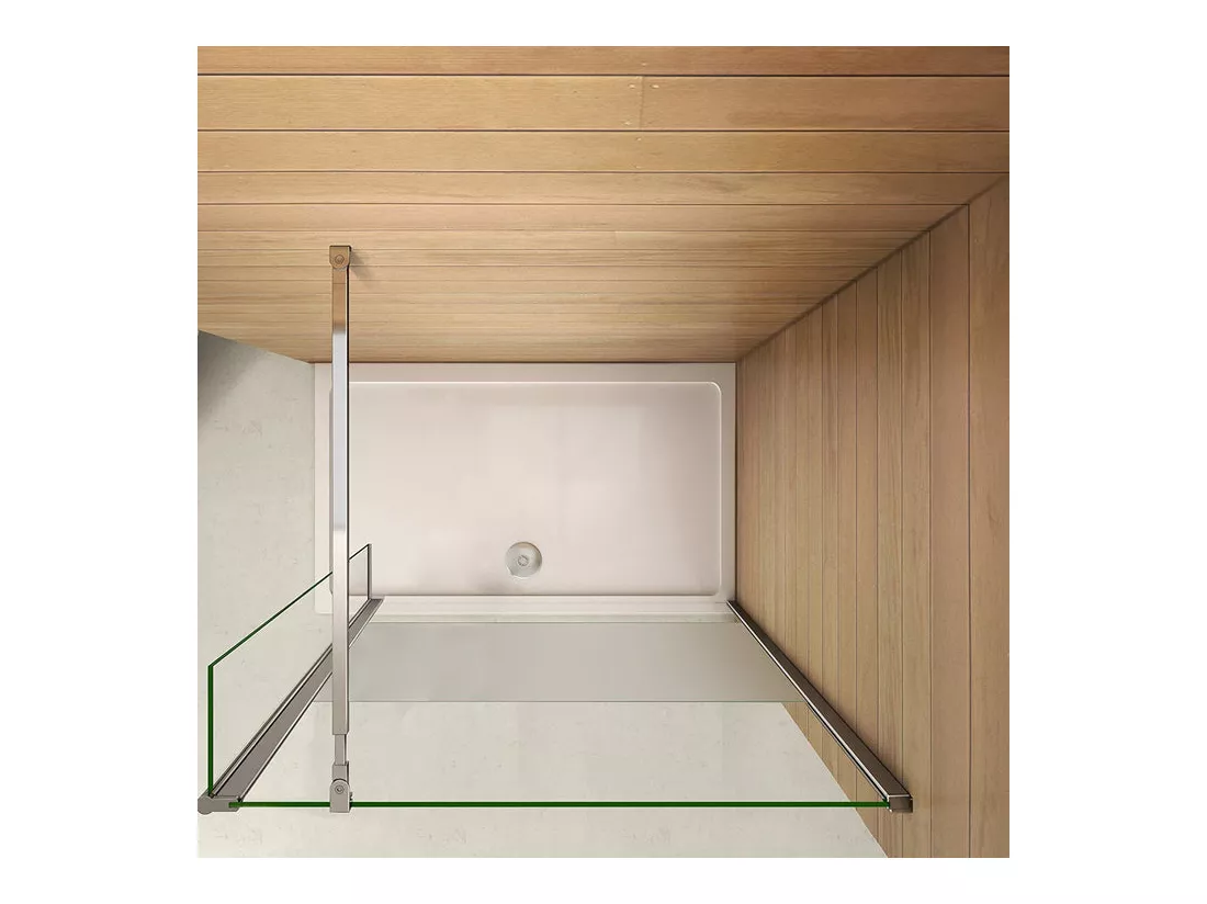 Paroi de douche à l'italienne verre dépoli au centre 120+40x200cm avec retour pivotant, avec barre de fixation 73-120cm