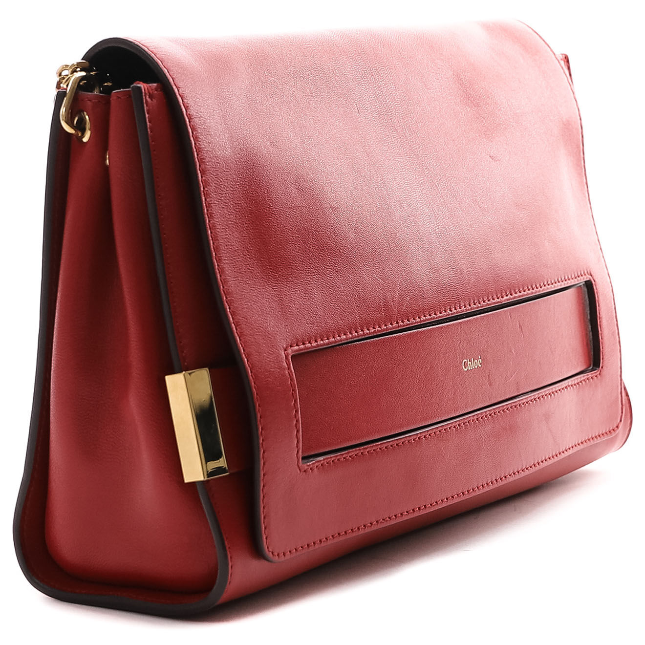 Chloé Sac bandoulière en Cuir bordeaux - Très bon état - Longueur 30 cm