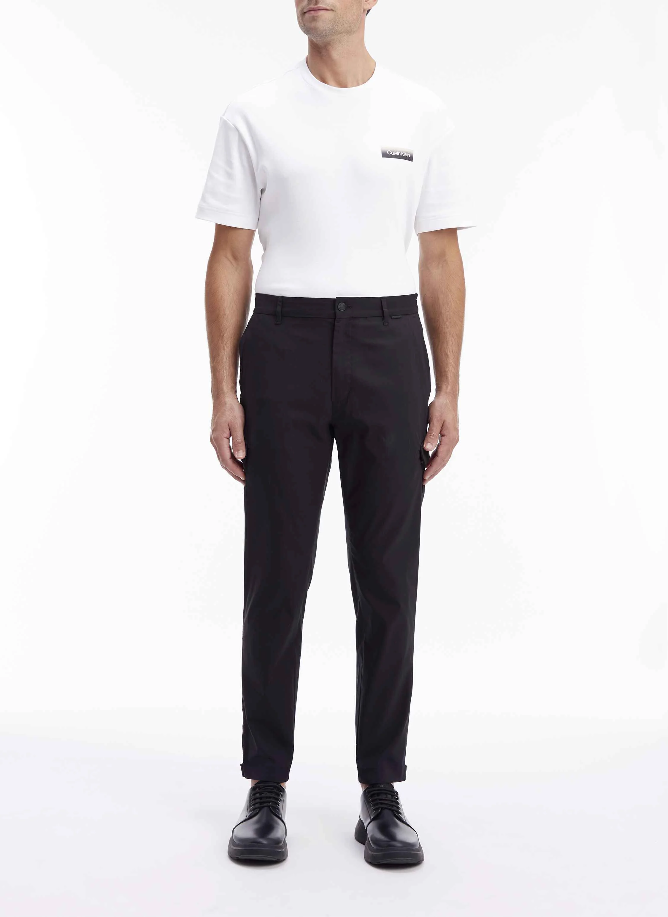 Pantalon cargo droit en coton mélangé | Gris