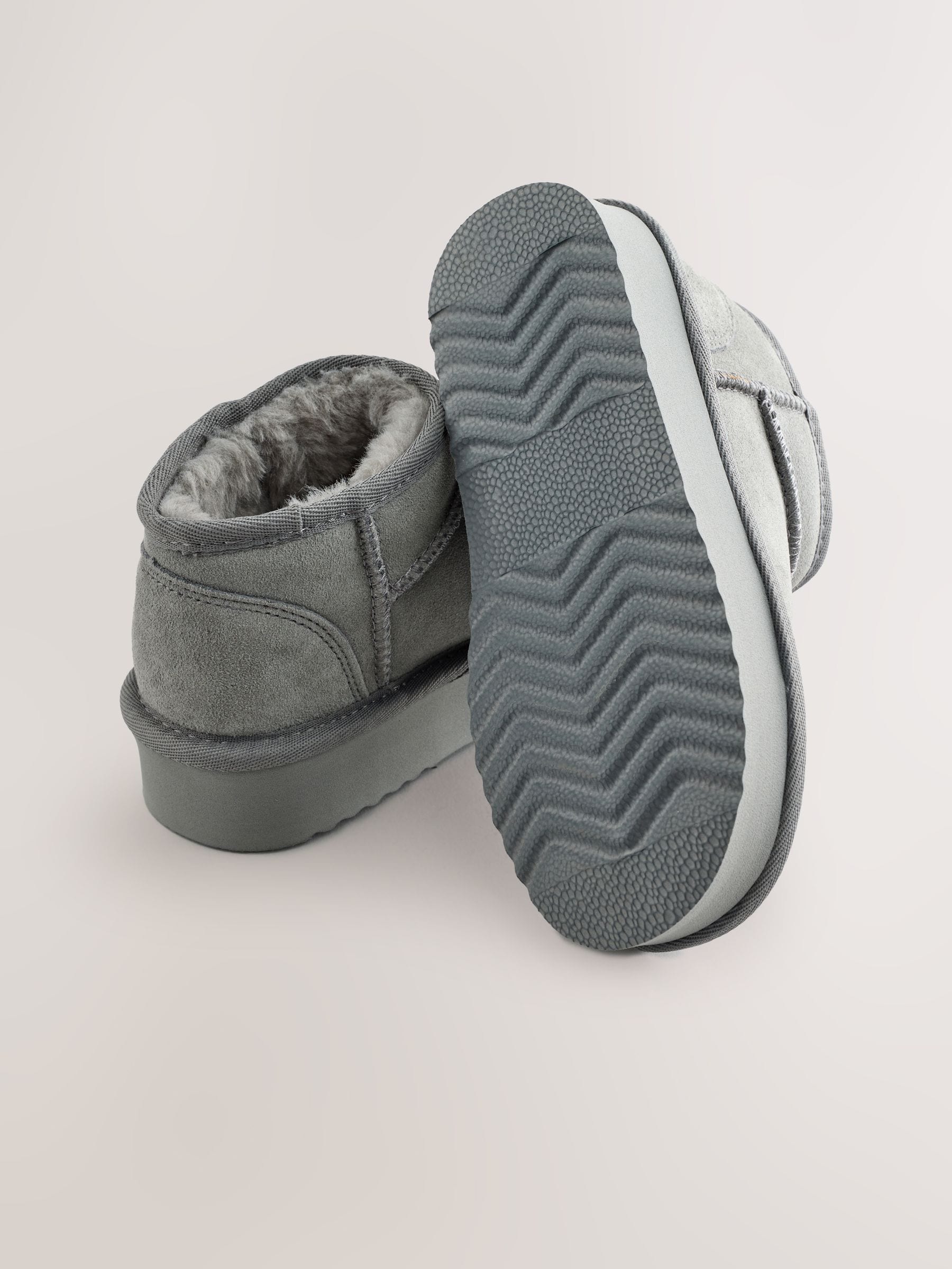 Grijs - Lage schoenen mini warmgevoerde waterafstotende suède Boots