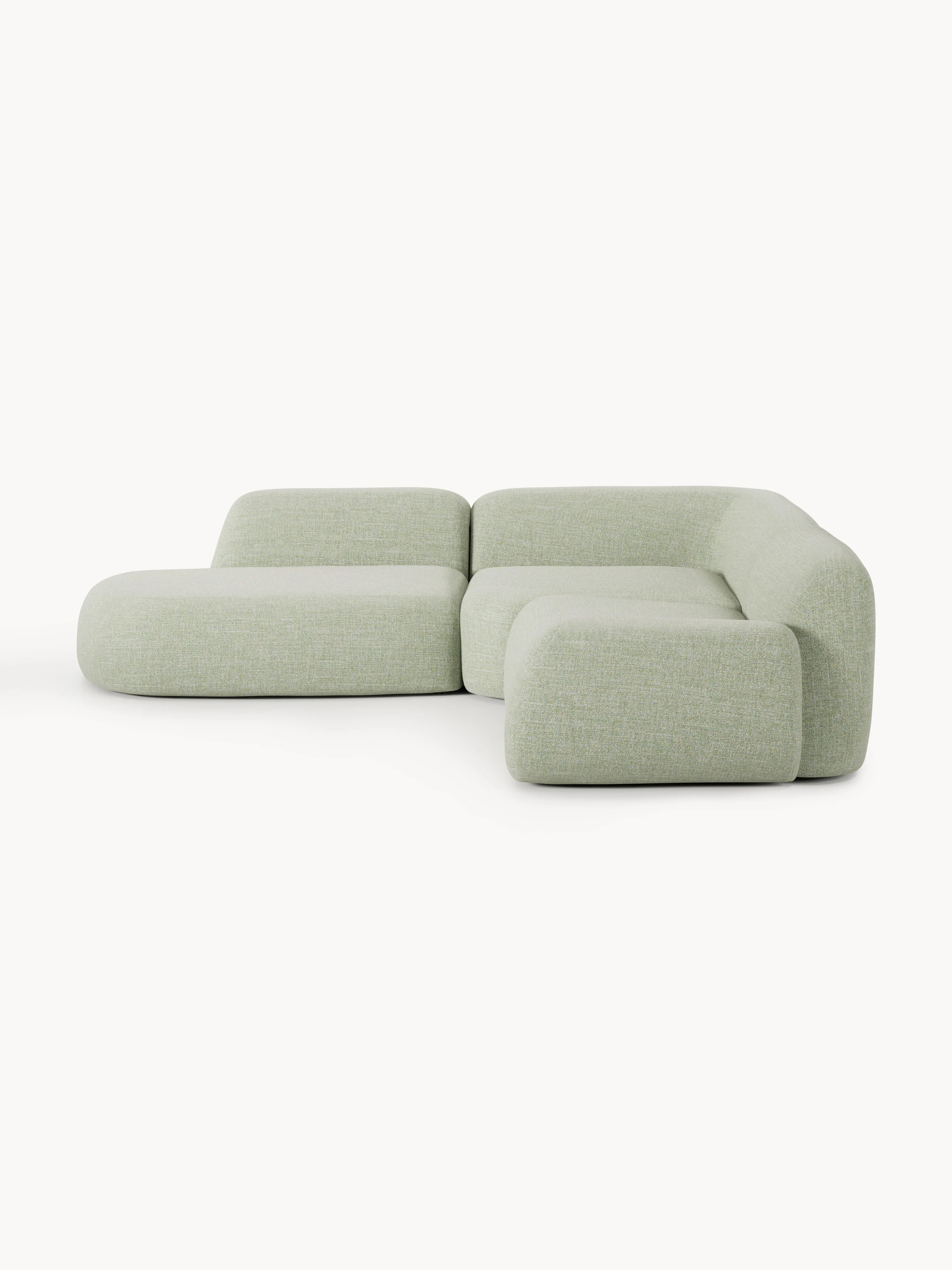 Modulaire bouclé hoekbank Wolke (4-zits) met chaise longue