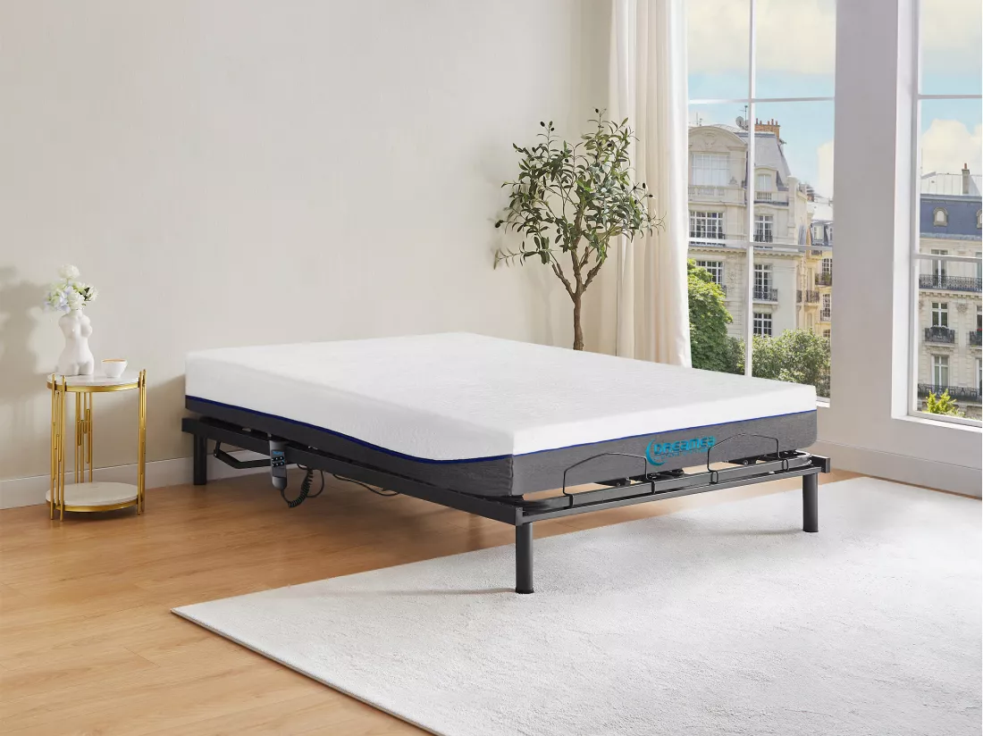Lit électrique de relaxation lattes + matelas mémoire de forme - 140 x 200 cm - JIMBARAN II de YSMÉE