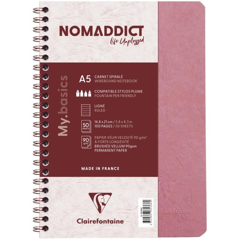 Cahier reliure intégrale Age Bag A5 100 pages ligné - Rose antique