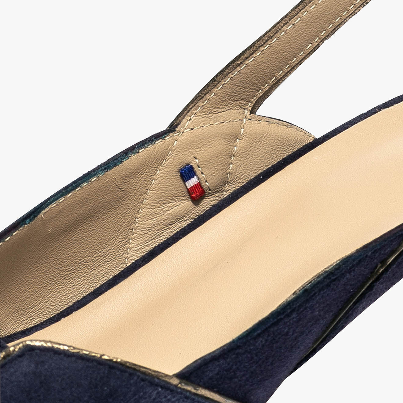 Bocage Slingback en Velours de Cuir Hervea encre