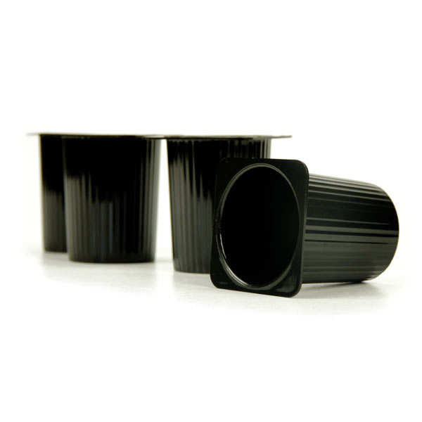 Pot Petit-Suisse réutilisable en plastique noir pour mises en bouche