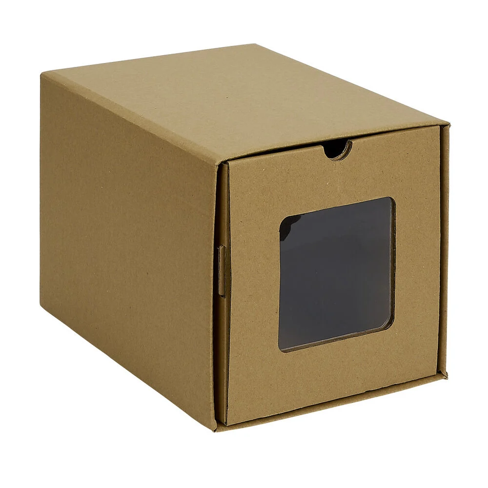 Boîte de rangement en carton avec fenêtre transparente 34x23xH24cm