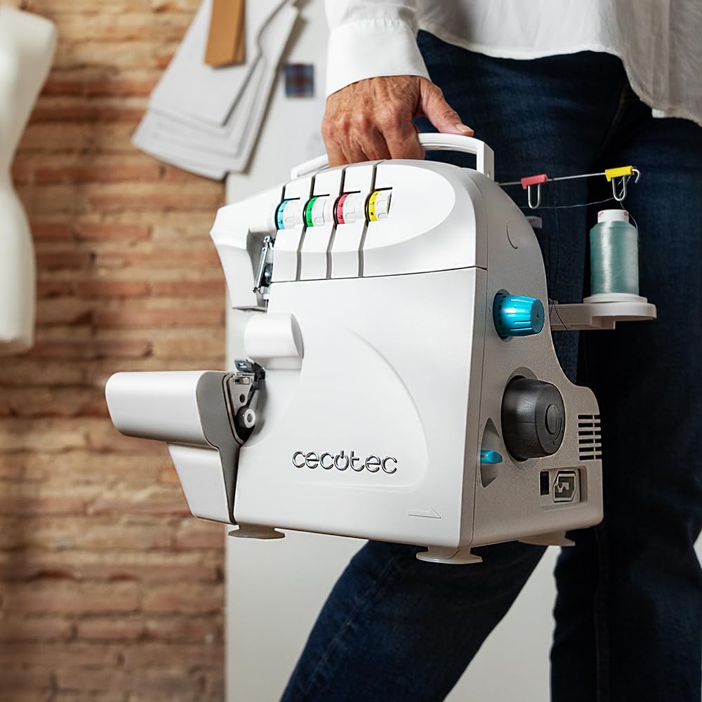 Cecotec Machine à Coudre Bellecouture Overlock, Vitesse 1100 tr/min, Pression du Pied-De-Biche Réglable, Entraînement Différentiel, Fonctions de Point