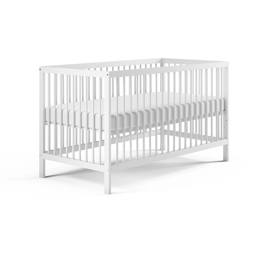 Kids Collective Babybett Gitterbett 60x120 | 70x140 höhenverstellbar & herausnehmbare Sprossen weiß
