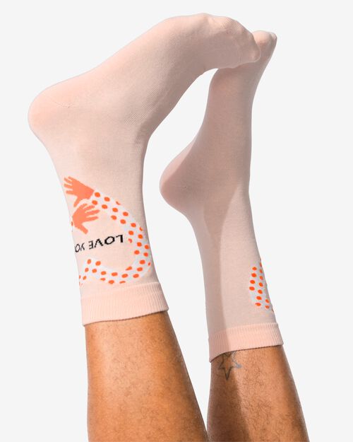 chaussettes en coton love you  rose pâle