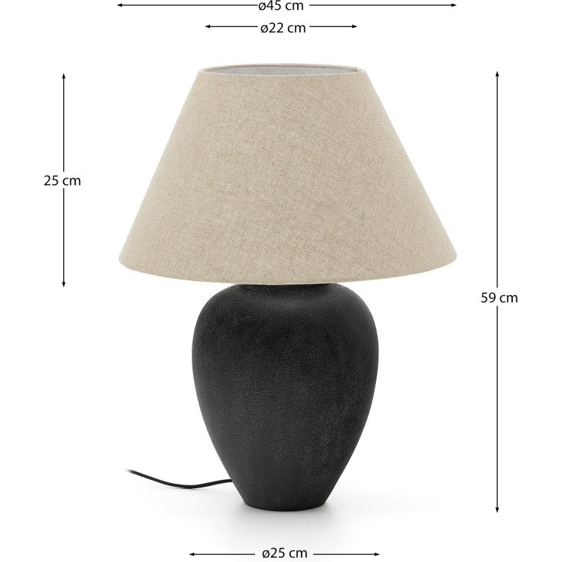 Lampe de table Mercadal en céramique avec finition noire