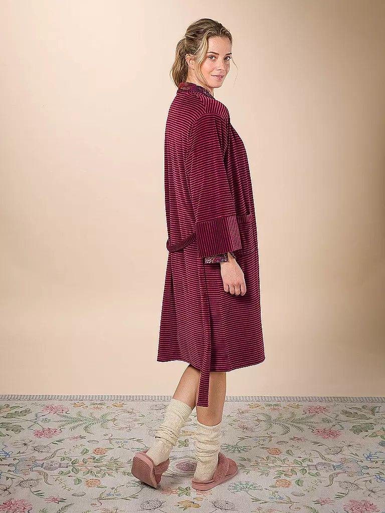 PIP STUDIO Morgenmantel NAOMI VELVET LITTLE SUMO STRIPE beere