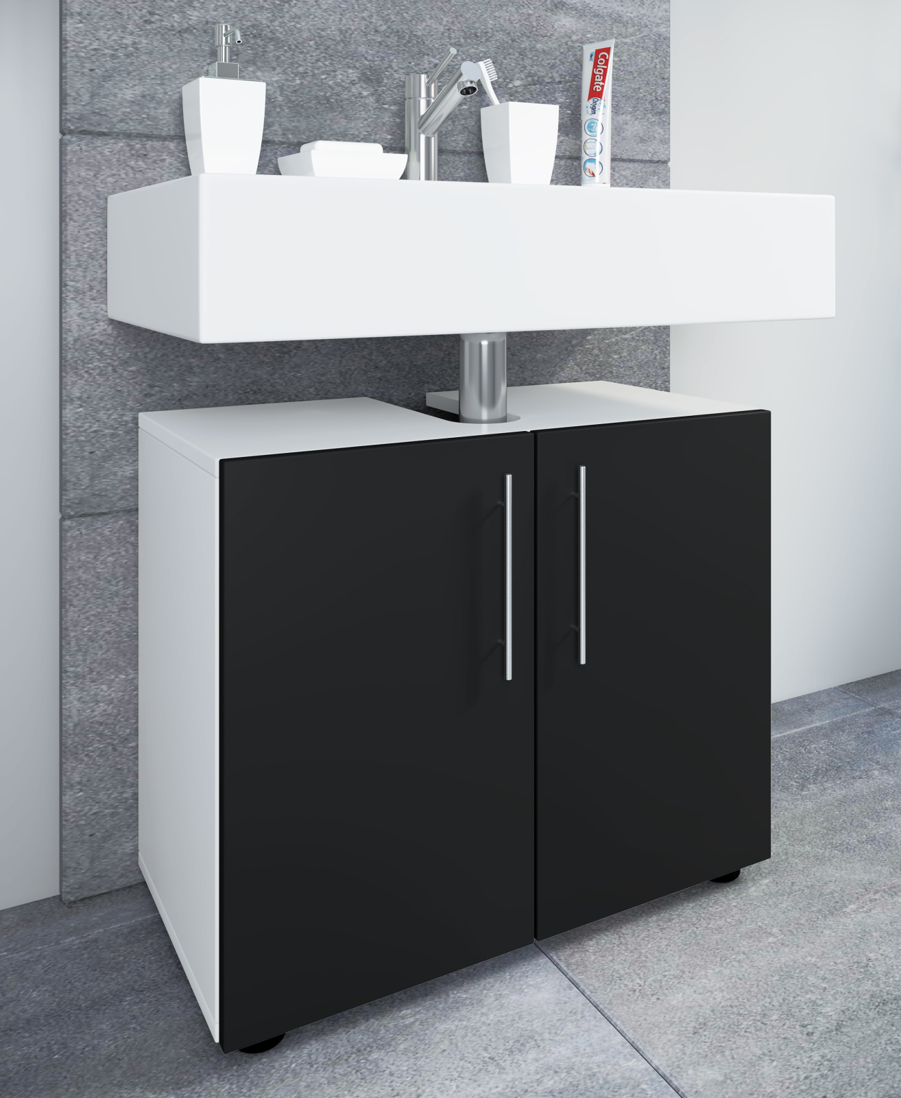 Unterschrank FLANDU II - schwarz-weiß - 60 cm