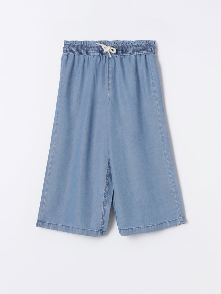 Calça jeans pantalona fluida - Índigo