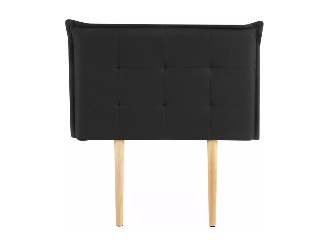 Tête de lit JALEYA 90 capitonnée, En tissu rembourré, Pieds en bois, Design élégant, Pour lits 90 cm, Noir