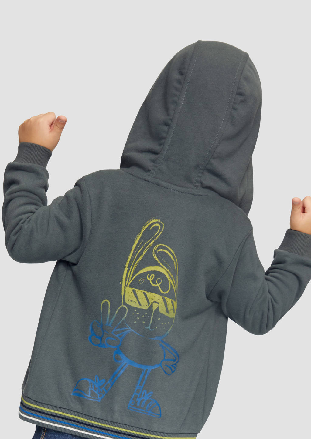 s.Oliver sweatvest met printopdruk donkergrijs