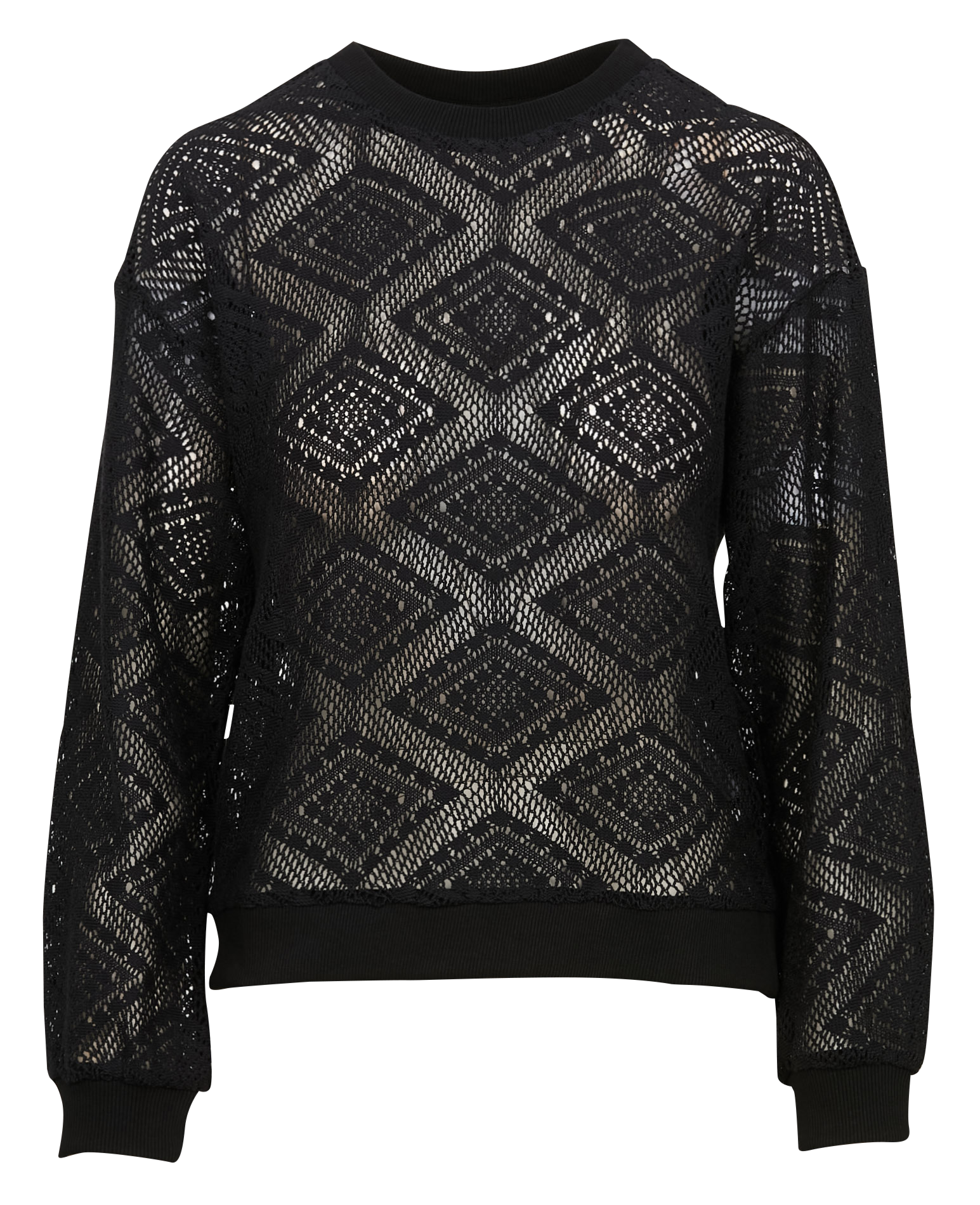 Pull col rond en coton bio mélangé | Noir