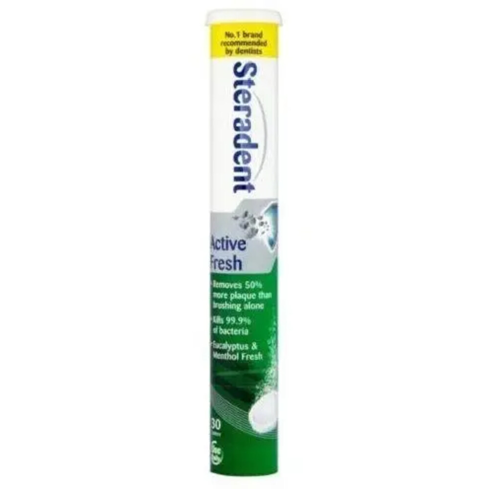 Steradent Kunstgebit Reinigingstabletten Active Fresh Plus30 tabletten