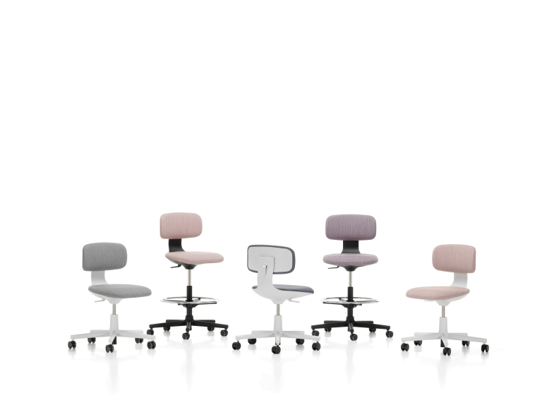 Vitra Rookie bureaustoel low yellow/pastel green, grijs onderstel