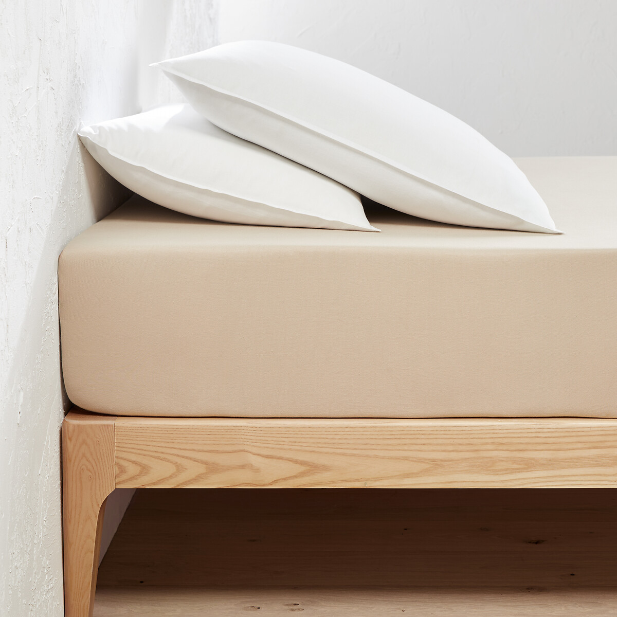 LA REDOUTE INTERIEURS<br>Lençol de baixo em malha 30% algodão reciclado, dobrável 25 cm