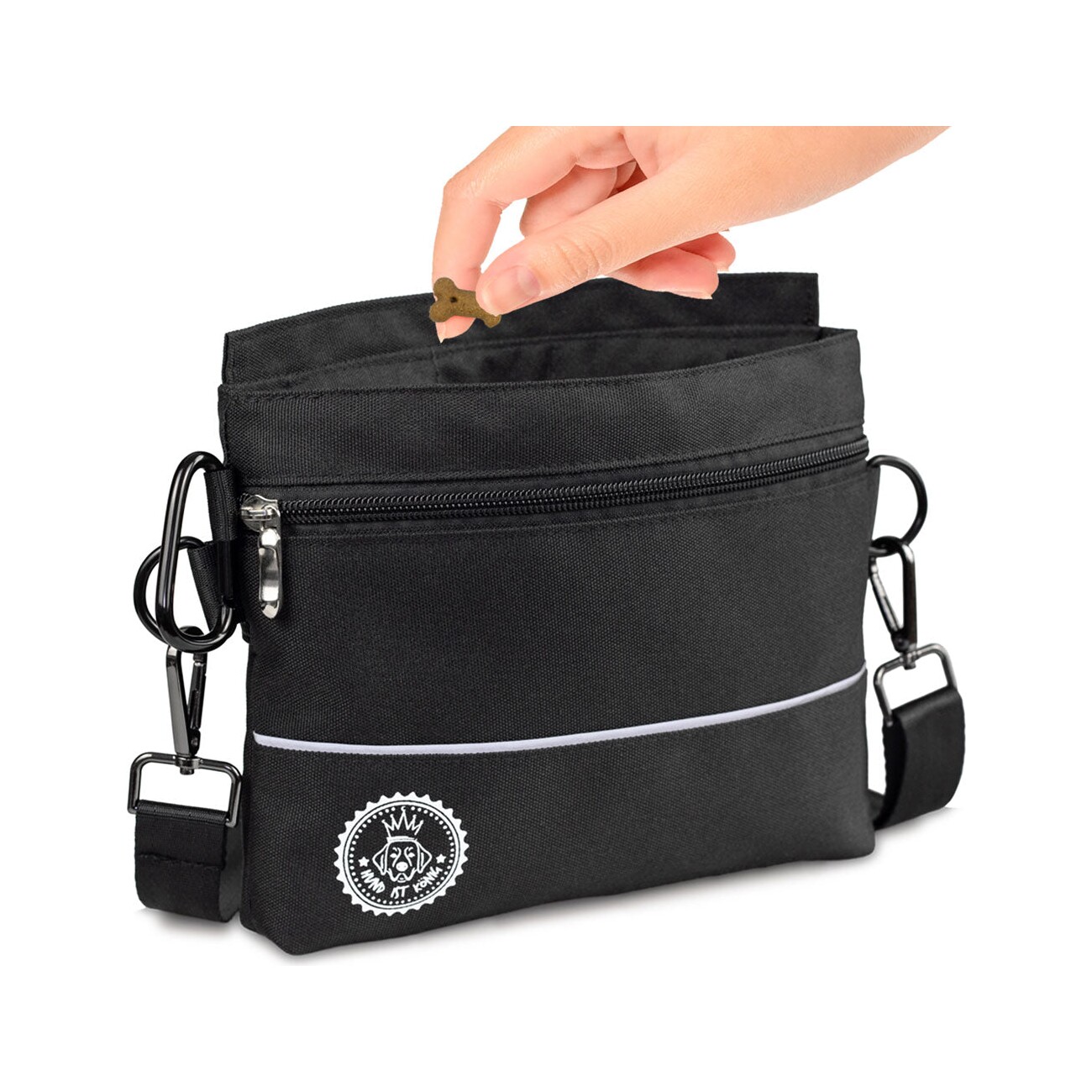 HUND IST KÖNIG ® Leckerlietasche für Hunde mit Einhand-Magnet-Verschluss für Gassi & Hundetraining M