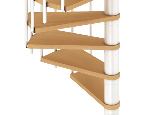 Pertura Cleon wenteltrap, beuken multiplex, Ø 120 cm, wit, 11 treden, 12 stootborden