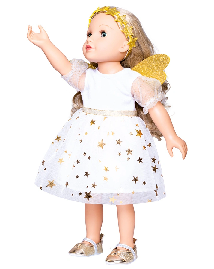 Puppen-Kleid SCHUTZENGEL (35-45 cm) mit Sternen-Haarband