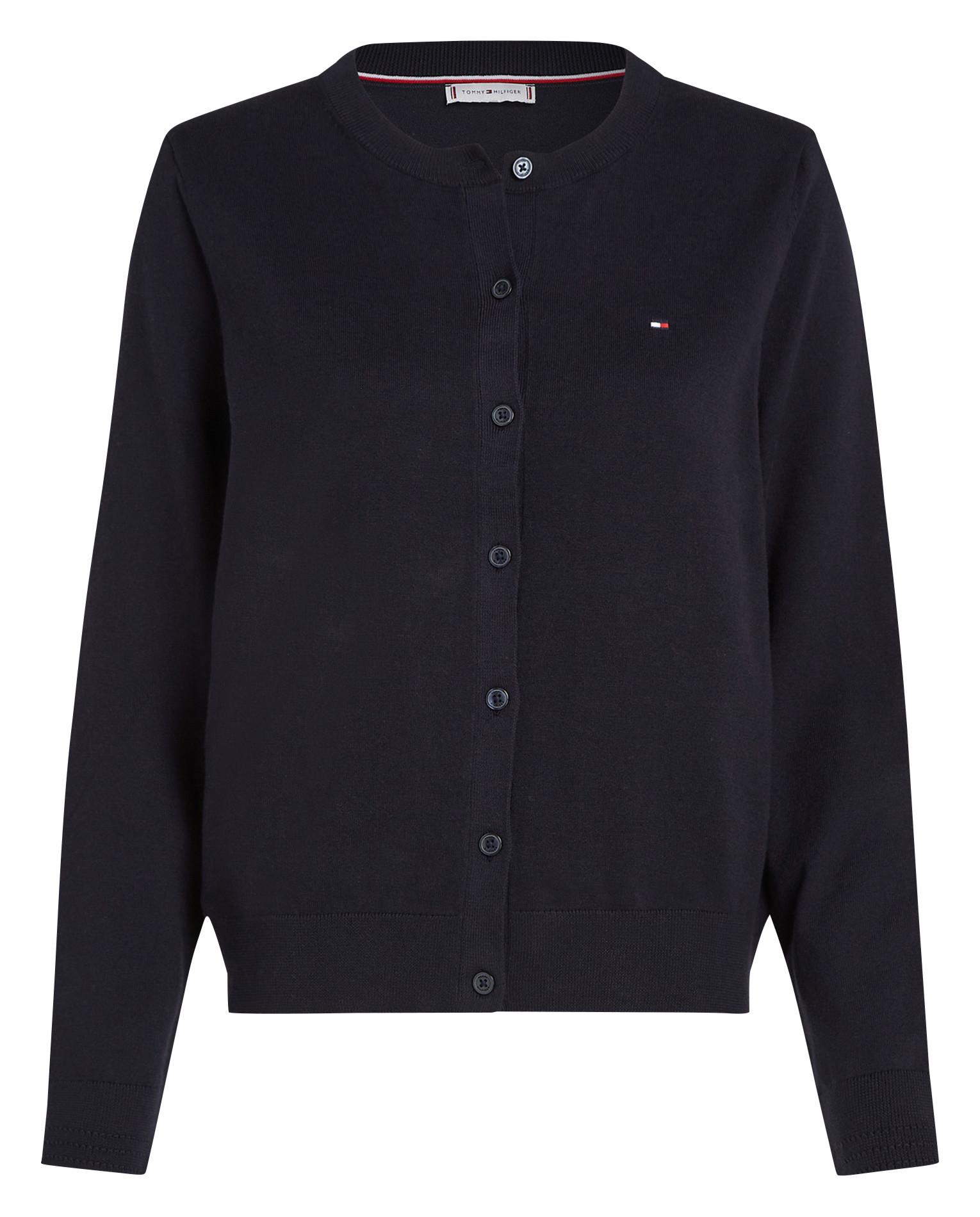 Gilet col rond en coton bio mélangé | Bleu