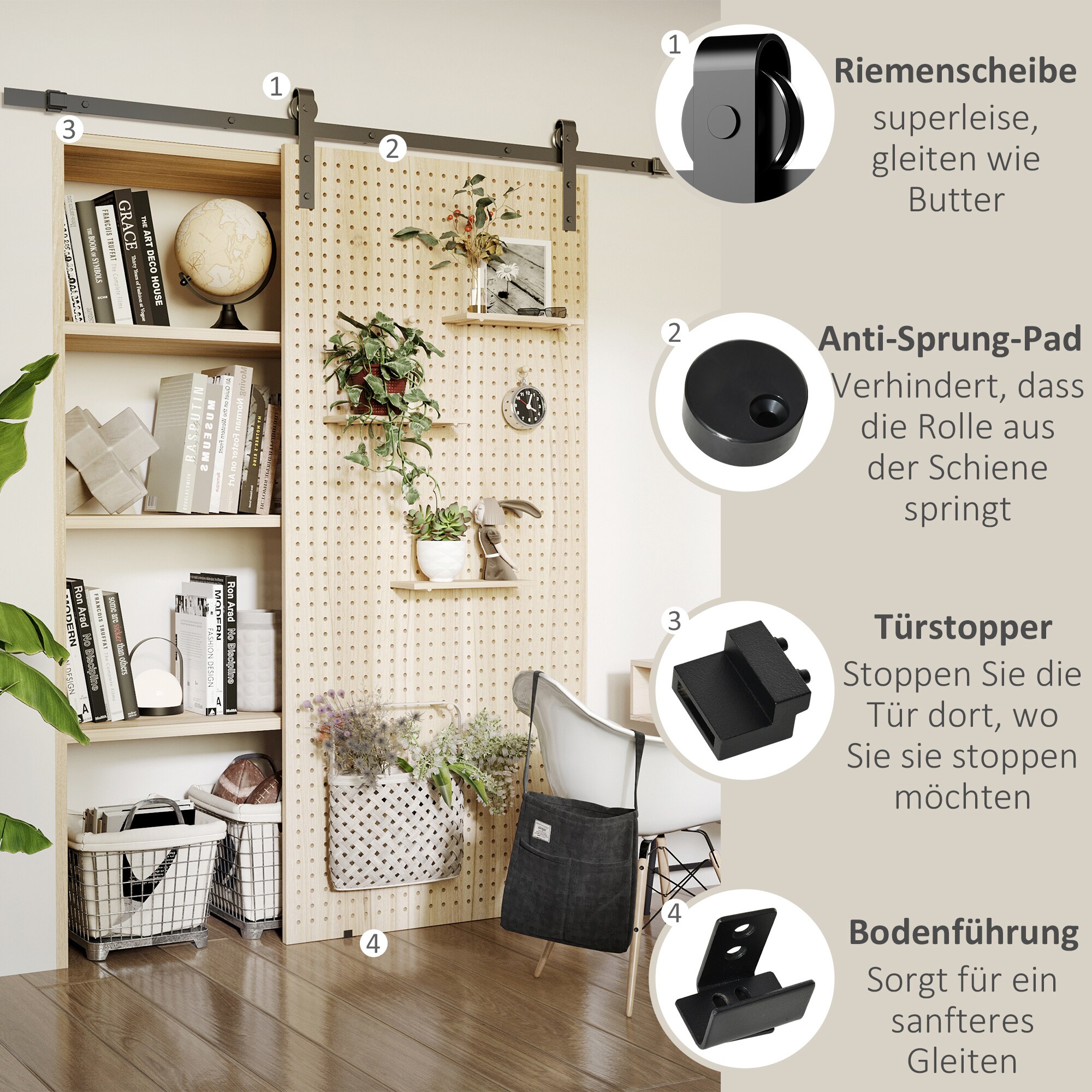 HOMCOM Schiebetürsystem mit Schrauben schwarz 200L x 40B x 0,6H cm
