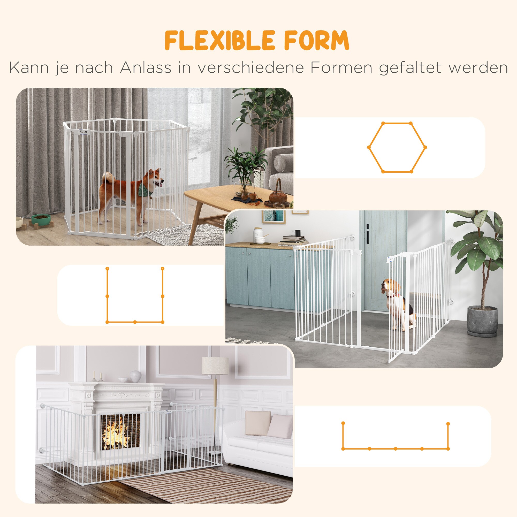 PawHut Welpenauslauf mit 6 Elementen weiß 123L x 102B x 90H cm