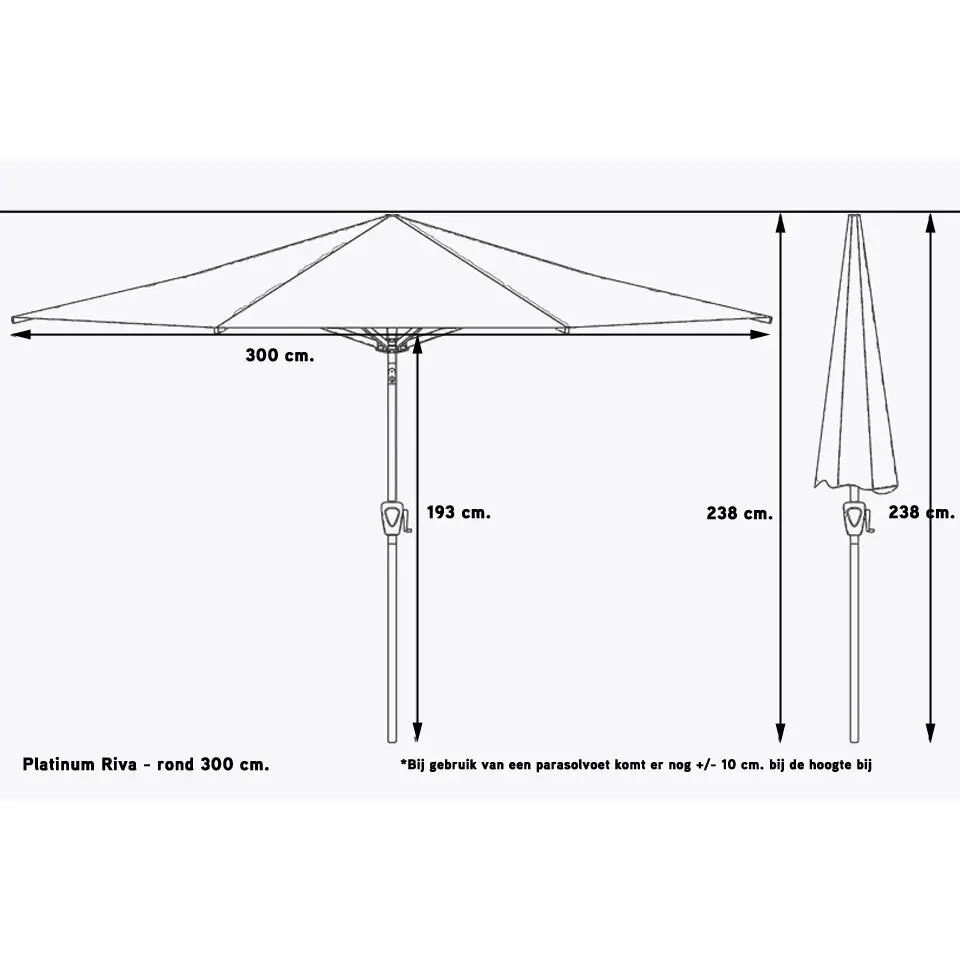 Platinum Riva parasol 3 m. antraciet