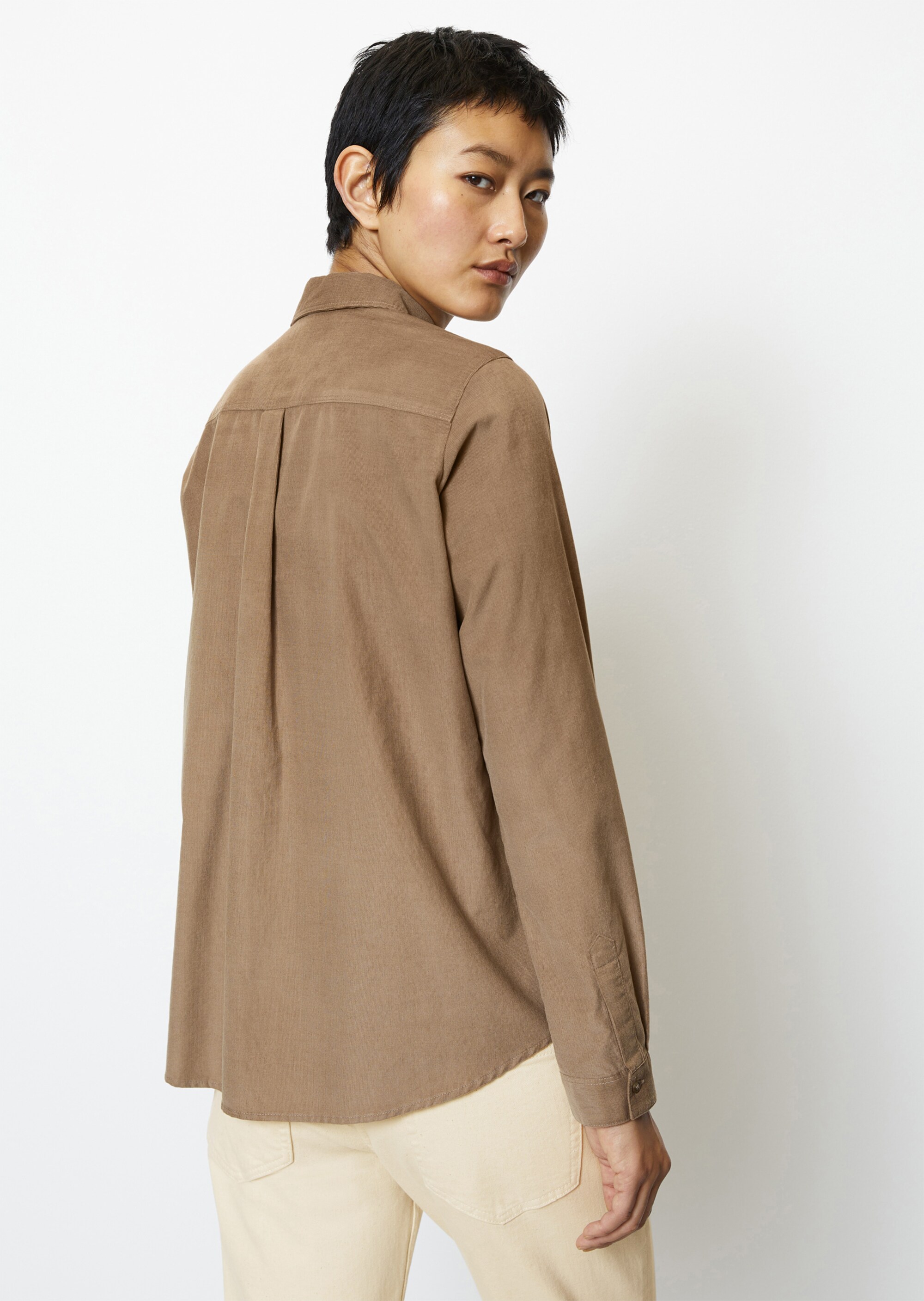 Feincord-Langarm-Bluse regular aus Organic Cotton-Lyocell-Mix
