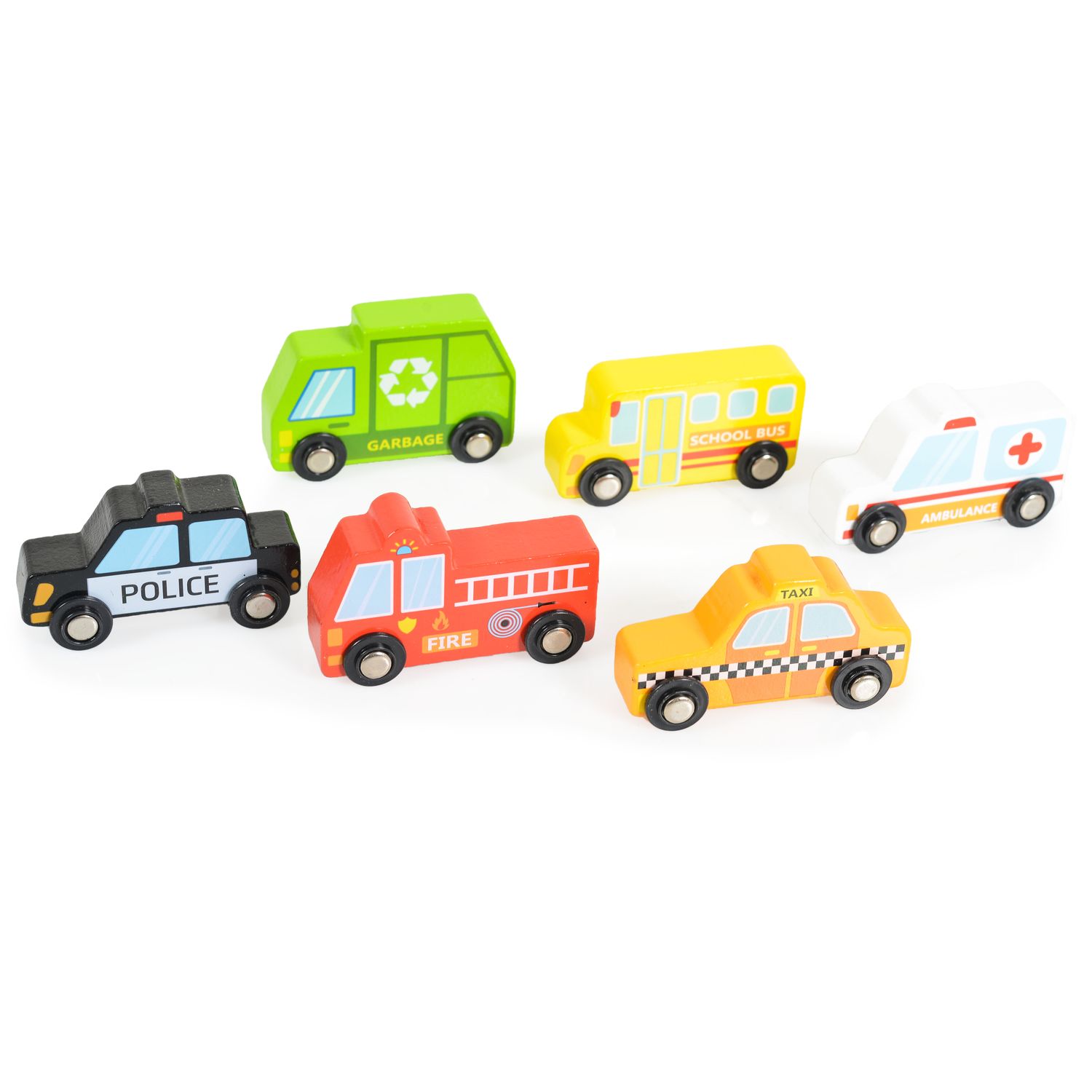 Tooky Toy Spielzeugautos 16-teilig TKF050 Holz-Setzkasten, Transport, Schilder bunt