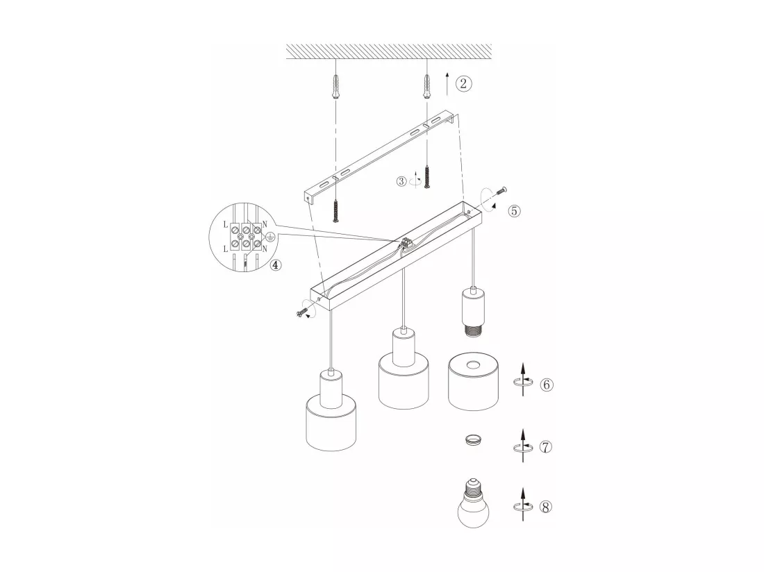 NETTLIFE Suspension table à manger E27 lampe suspendue vintage - lampe de cuisine suspendue 3 ampoules lampe de salle à manger noir or