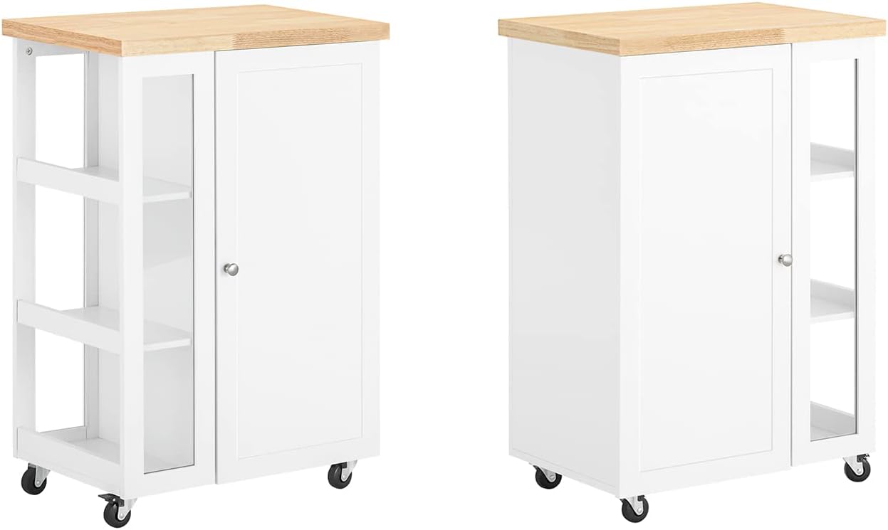 SoBuy Küchenwagen zum Rollen Servierwagen Beistellwagen Rollwagen mit 3 Ablagefächern Rollwagen Für Küche, Wohnzimmer, Esszimmer Weiß-Natur BHT ca. 60x90x40cm FKW75-WN