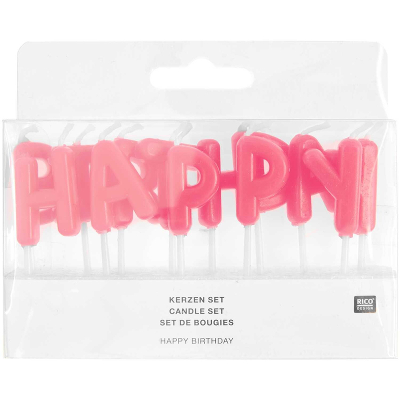 Rico Design Geburtstagskerzen Happy Birthday, neon pink