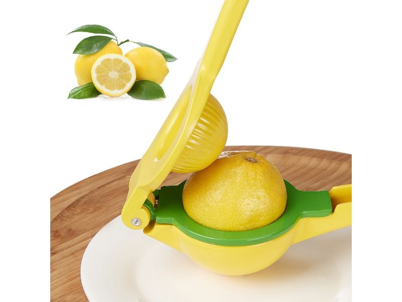 relaxdays Zitruspresse manuell 2 in 1 Gelb Zitronenpresse und Limettenpresse in Einem
