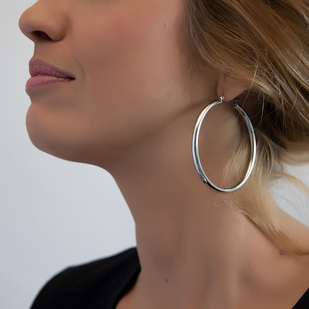 Boucles d'oreilles créoles acier 50MM