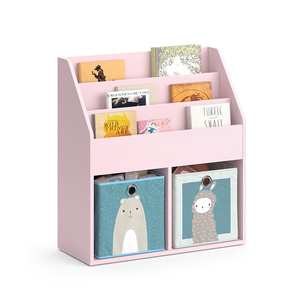 Vicco Kinderbücherregal Luigi 72 x 79 cm, Rosa, Kinderzimmerregal, mit Faltboxen