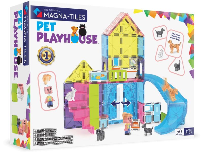 Magna-Tiles Pet Playhouse 50 Teile Bau-Set mit 50 magnetischen Teilen