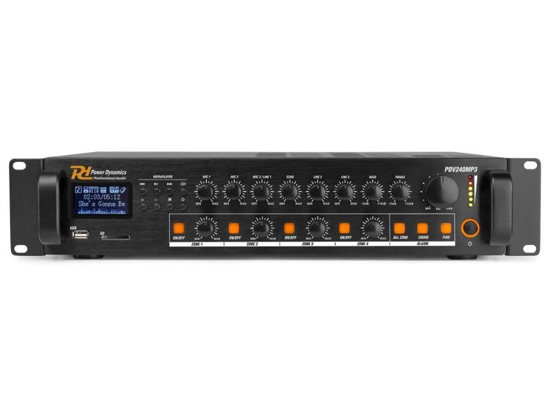 Power Dynamics Verstärker Pro PDV240MP3 4-Zonen Mischer Multifunktionaler 4-Zonen Mischer