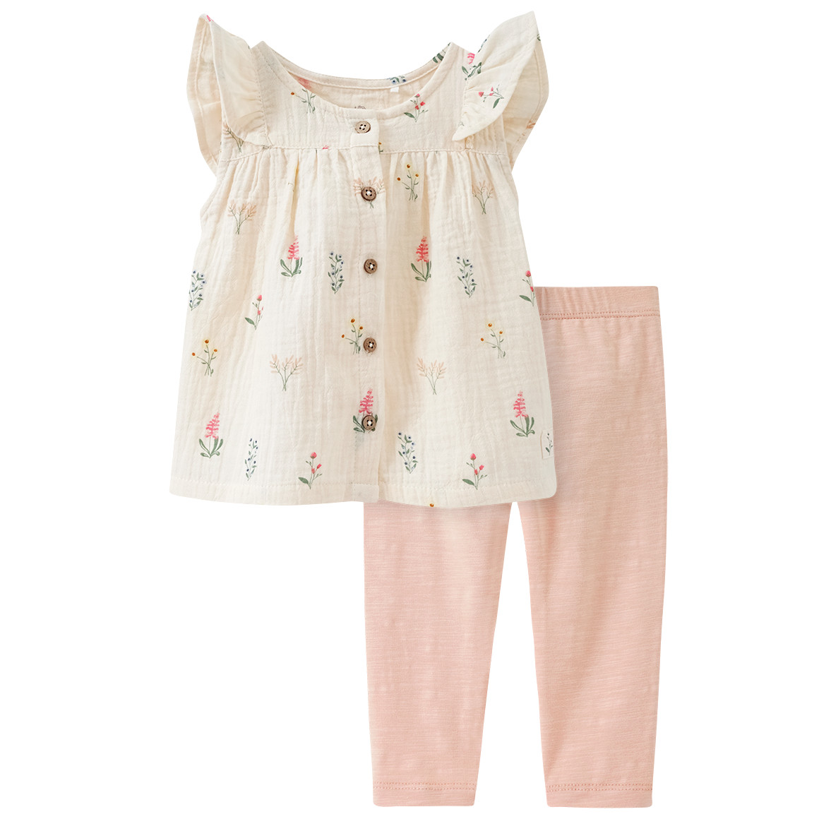 Topomini Pure Collection Newborn Musselin-Bluse und Leggings im Set cremeweiss / hellbeige