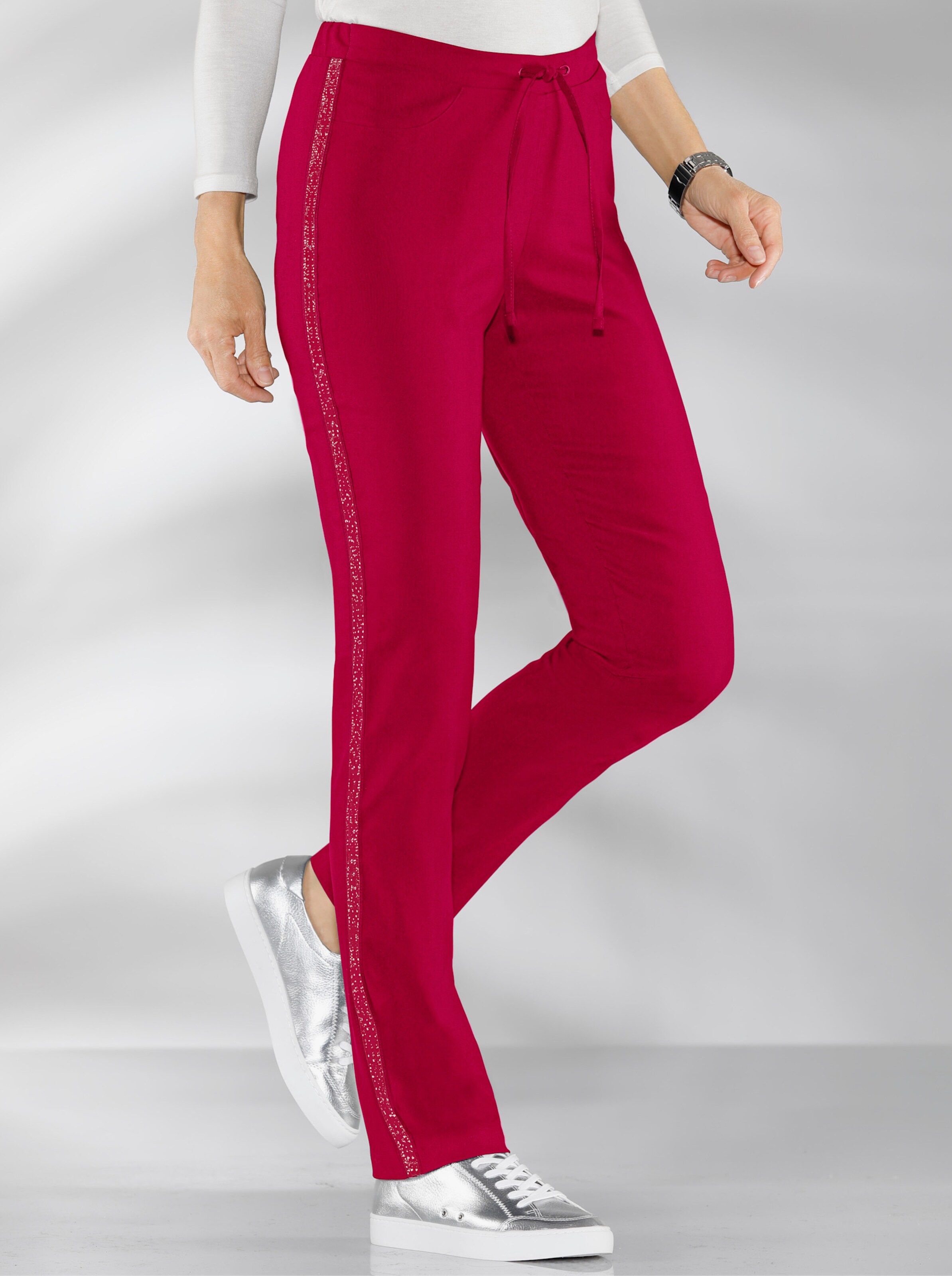 Stretch-Hose mit seitlichen Glitzerstreifen