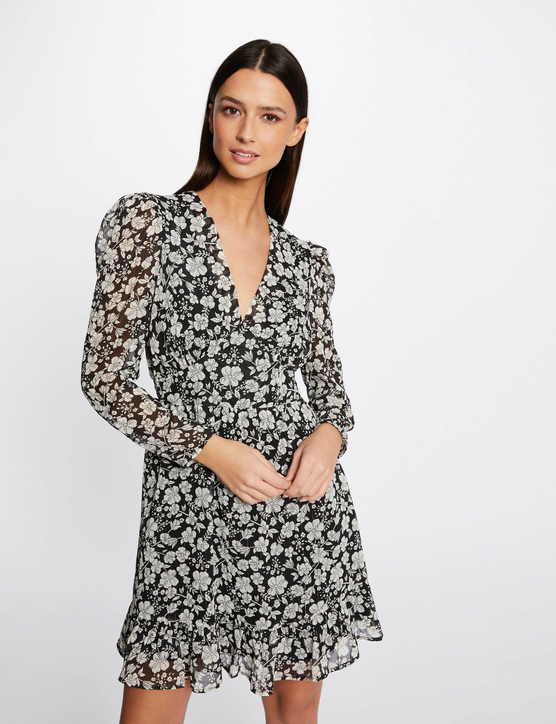Robe trapèze fluide imprimé floral multico femme - multico