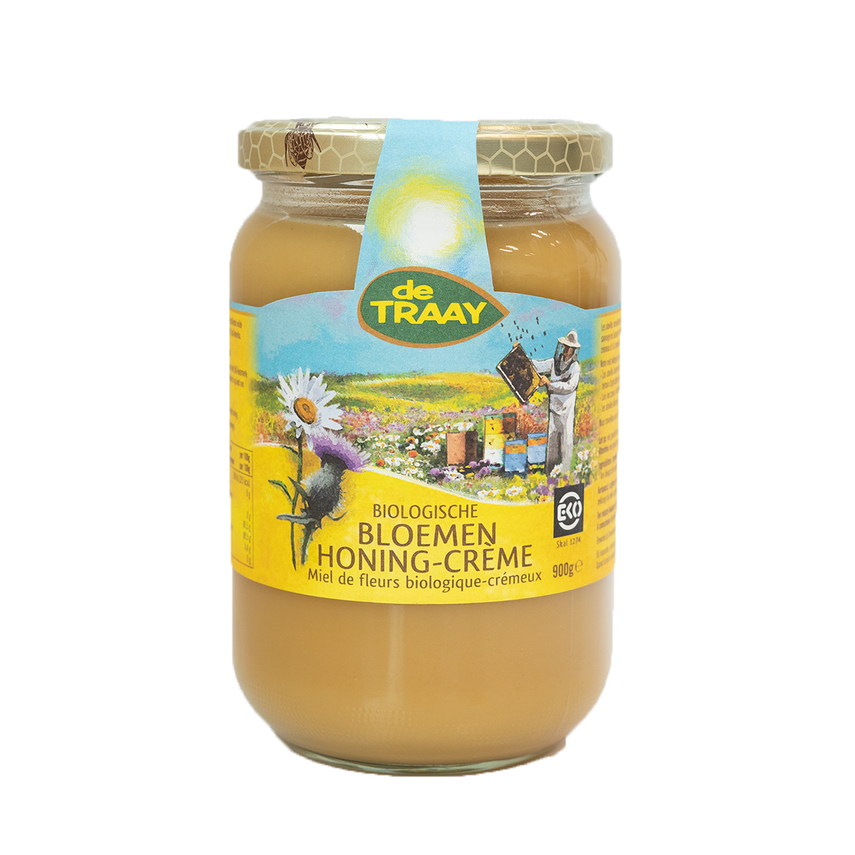 De Traay Bloemen honing creme (bio) 900 gram
