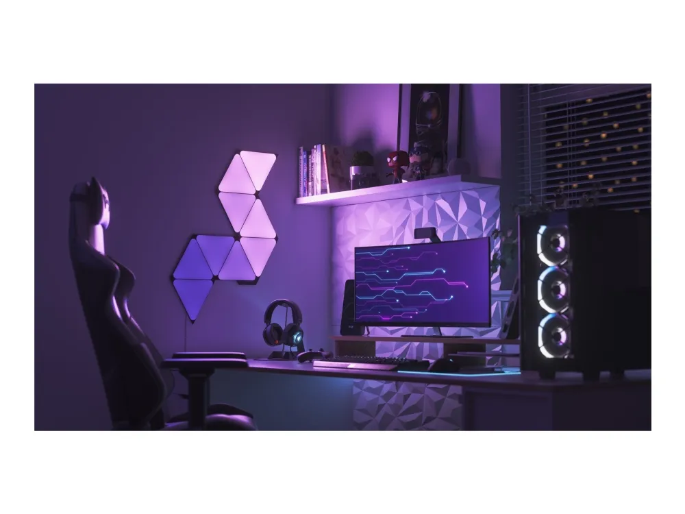 Nanoleaf Shapes Starter Kit - Lyspanelsæt - LED - 230 x 200 mm - 1.5 W - 16 millioner farver - 1200-6500 K - triangel - sort