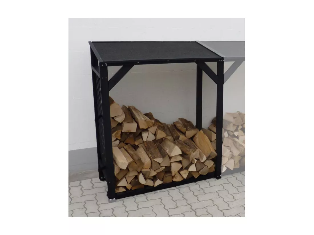 Extension bûcher treillis en bois Black edition