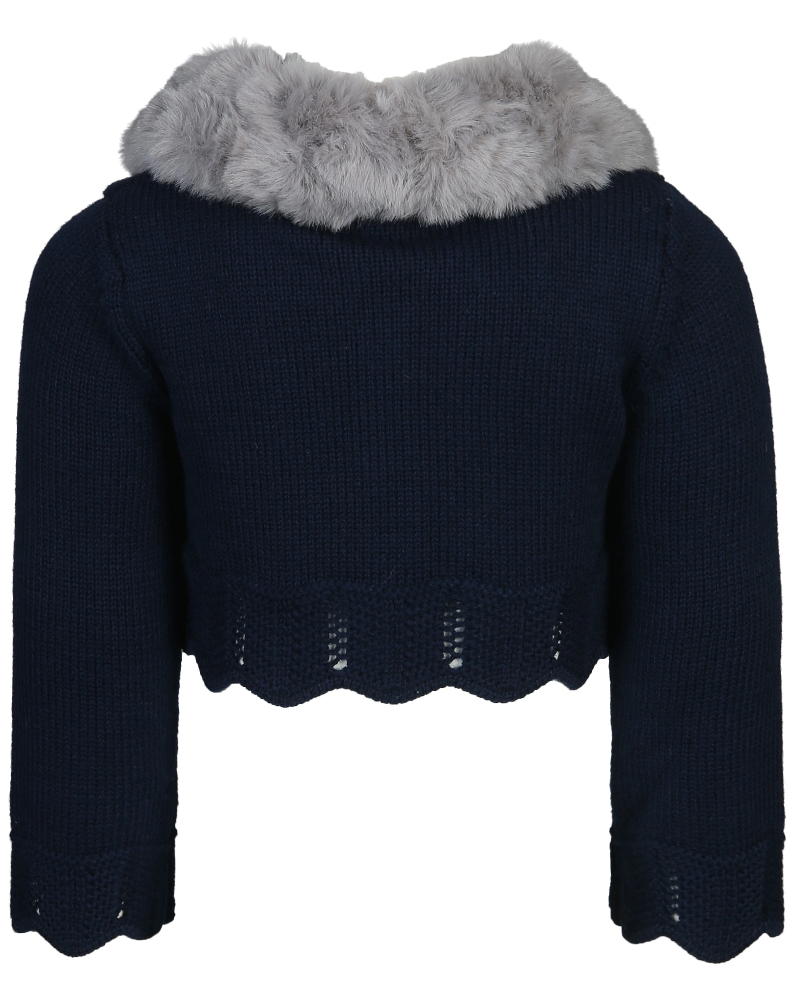 Bolero COZY mit Kunstfellkragen in marine