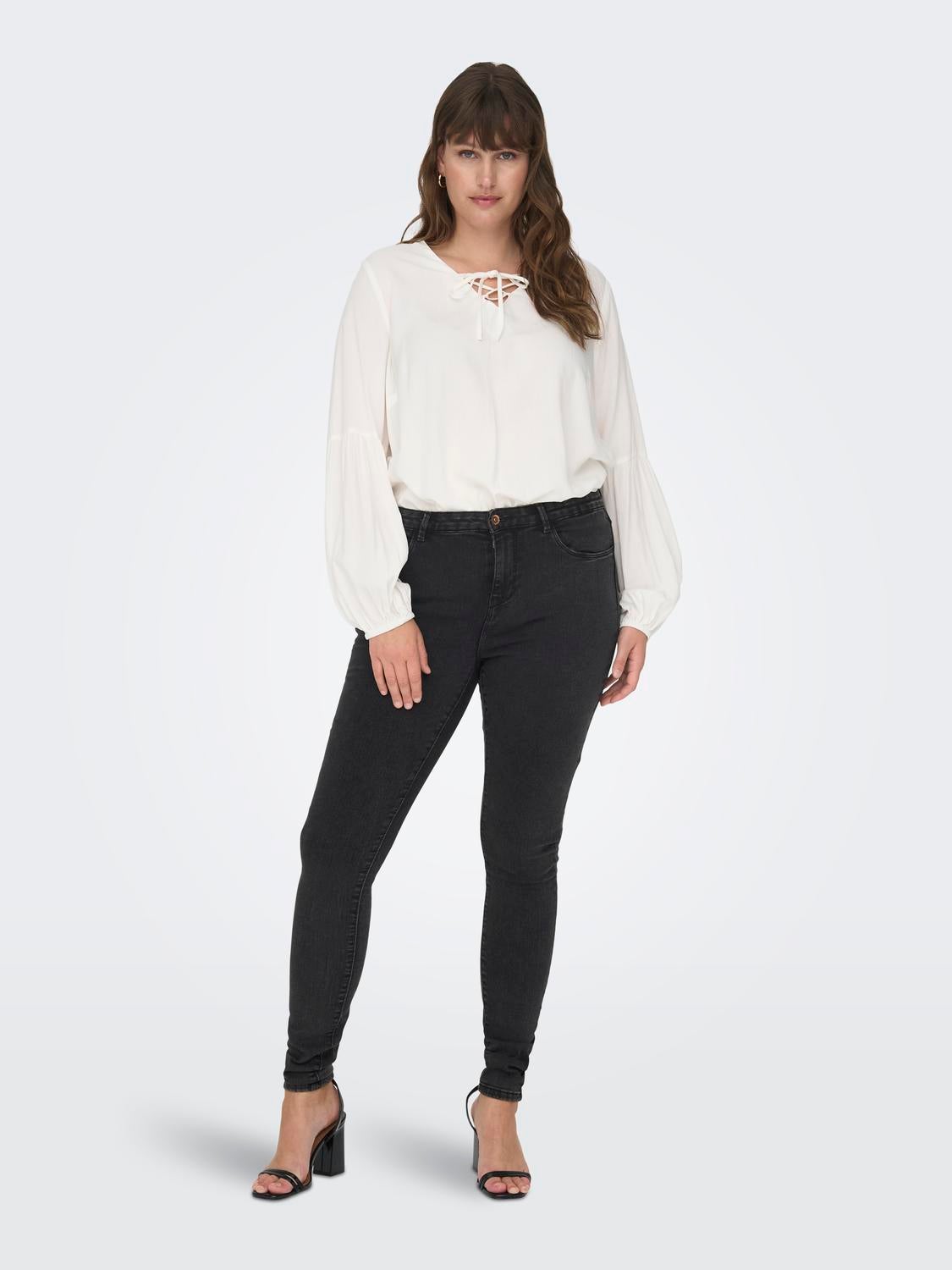 CARTHUNDER Mittlere Taille Skinny Fit Jeans Dark Grey Denim