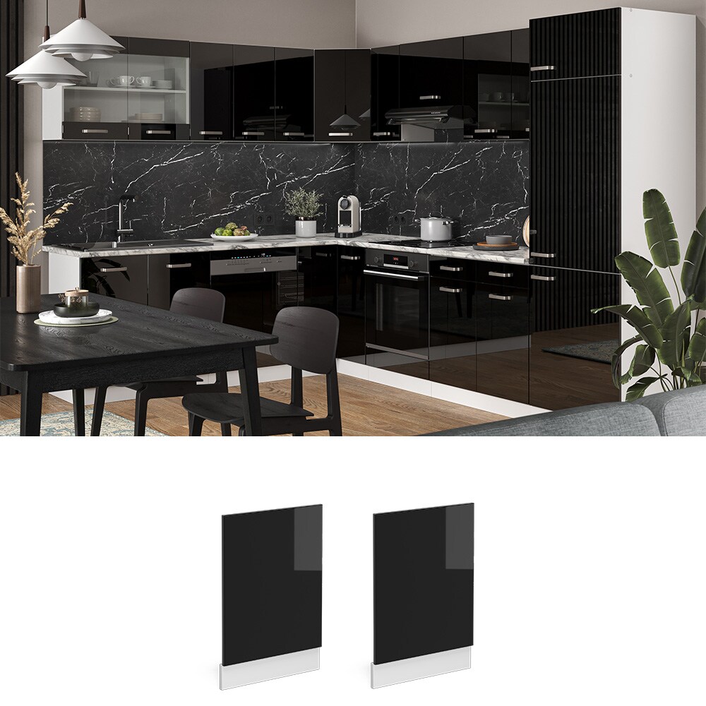 Vicco Geschirrspülerblende Küchenmöbel R-Line Solid Weiß Schwarz 45 cm modern